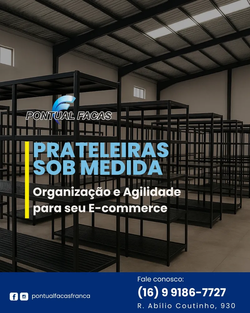 Prateleiras Industriais em metalão preto para E-commerce — Pontual Facas Franca SP